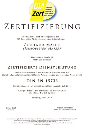 Deutsche Immobilien-Akademie Zertifizierte Dienstleistung DIN EN 15733